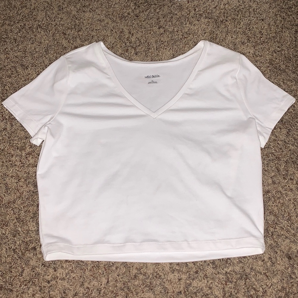 White Cropped Tee